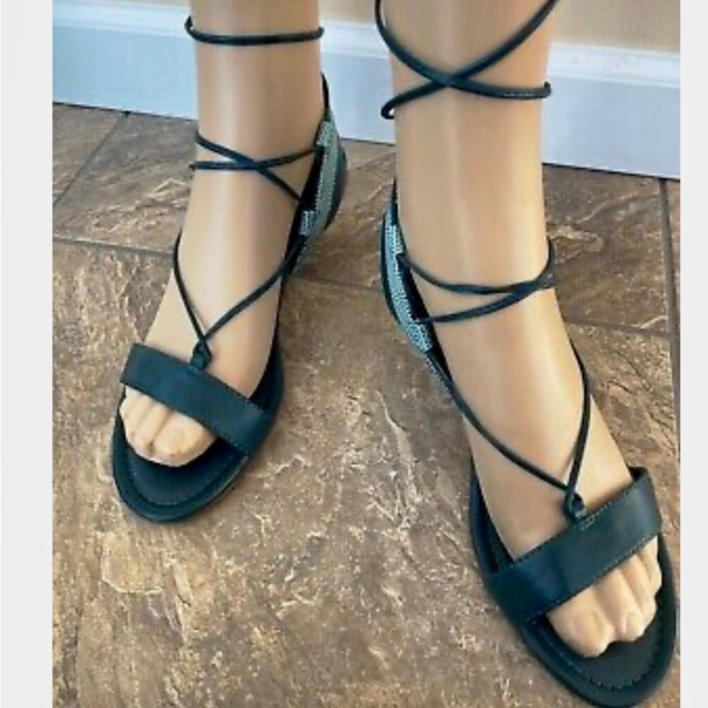 White House Black Market green gladiator sandal.